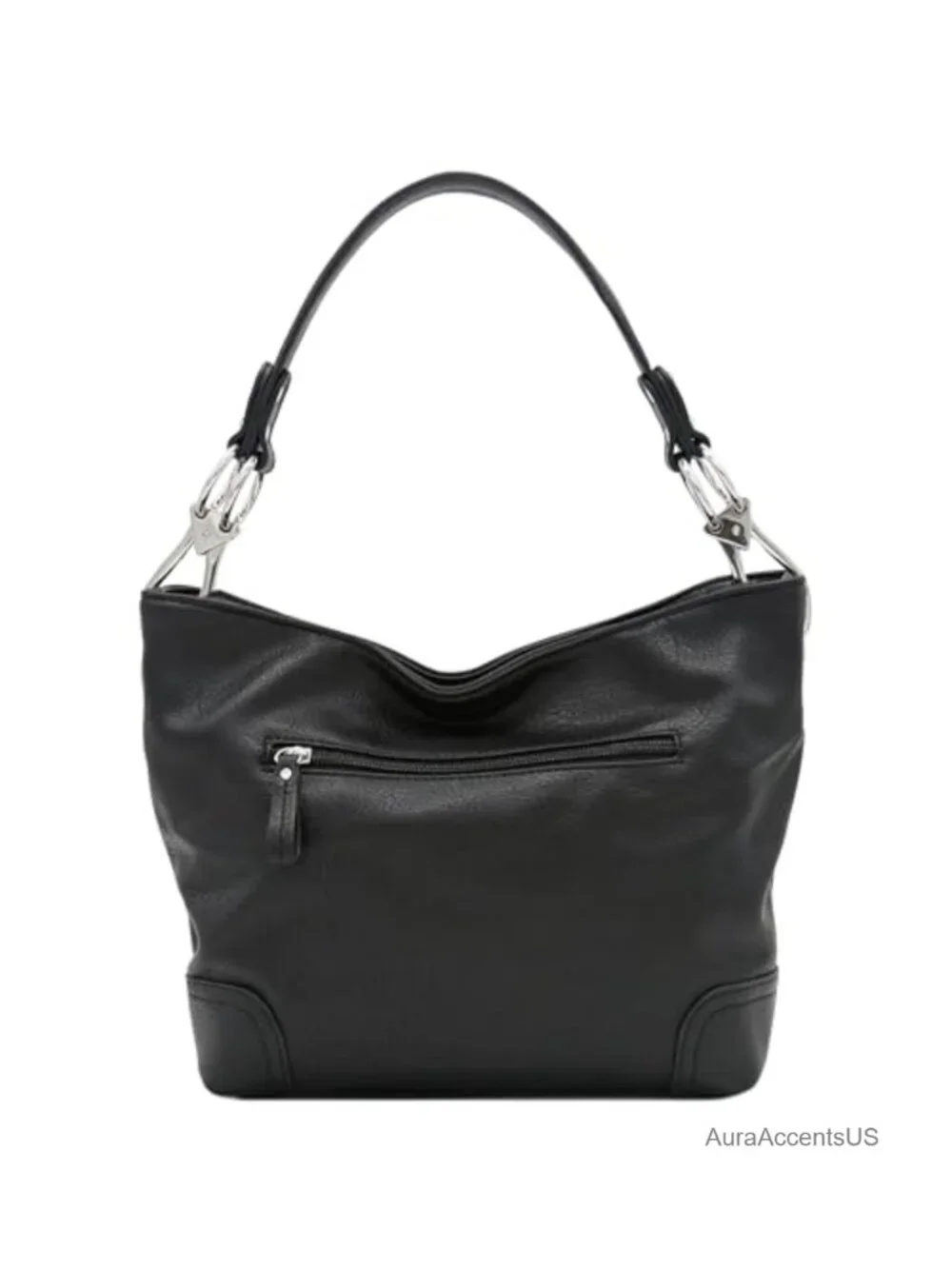 Hobo Shoulder Bag Faux Leather Zipper Closure Detachable Strap Pockets